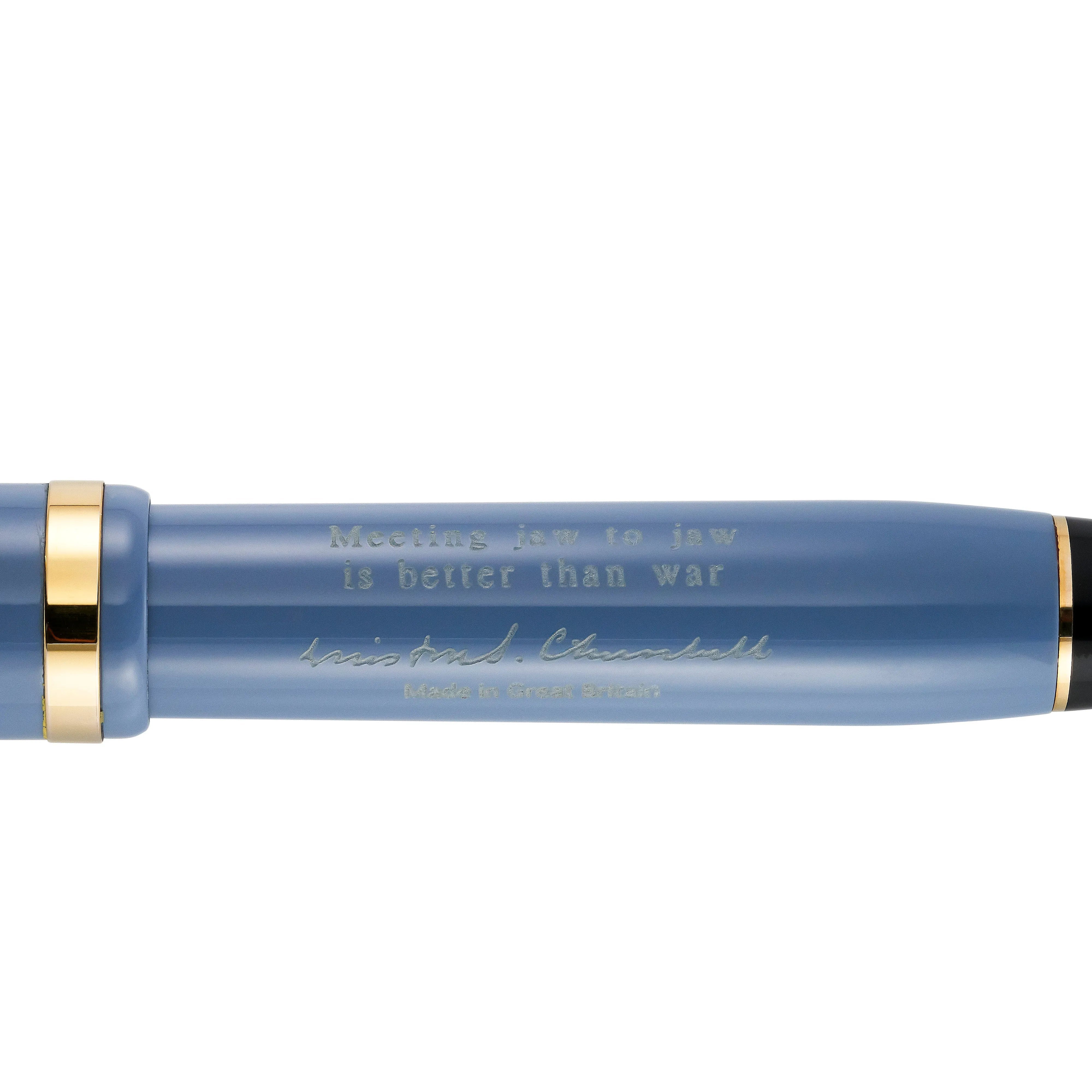 Quotation engraved on the barrel of the Churchill Heritage pen